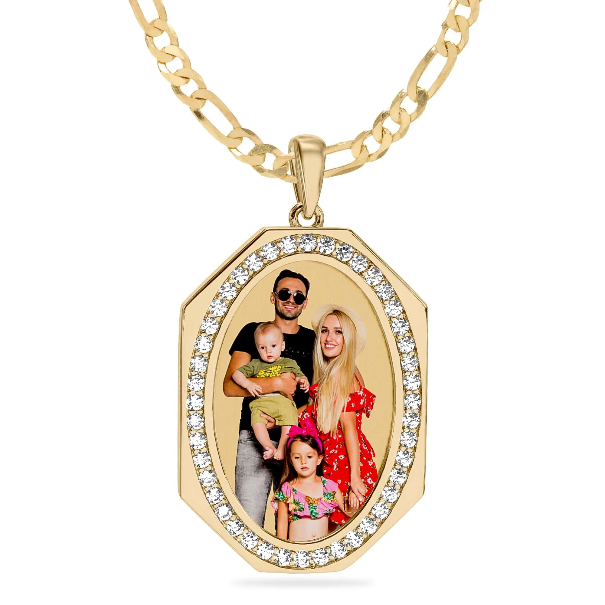 Iced Out Oval Photo Pendant