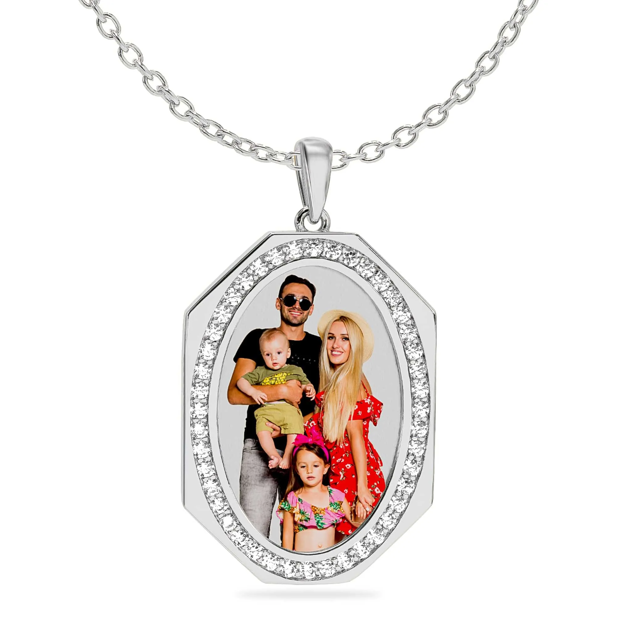 Iced Out Oval Photo Pendant