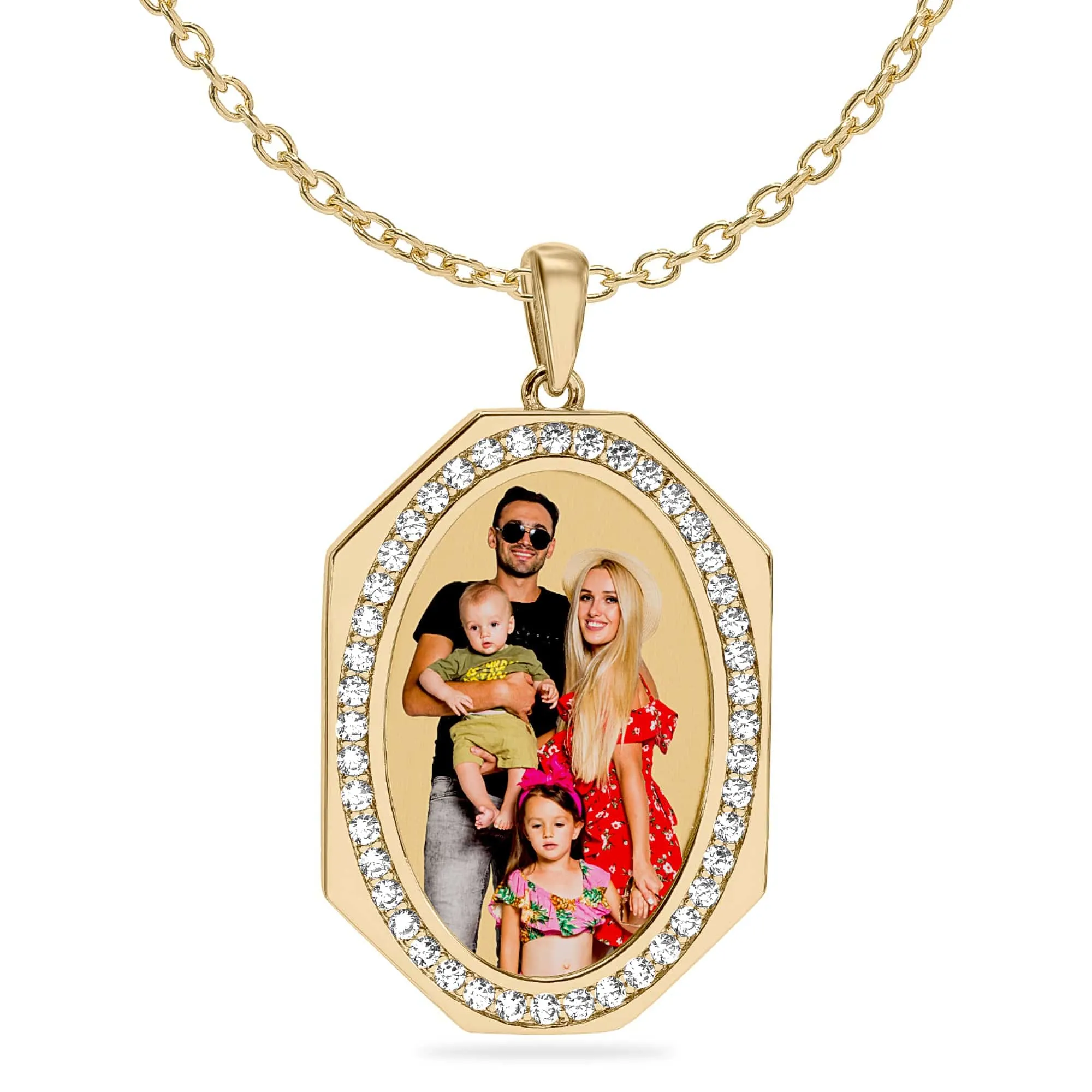 Iced Out Oval Photo Pendant