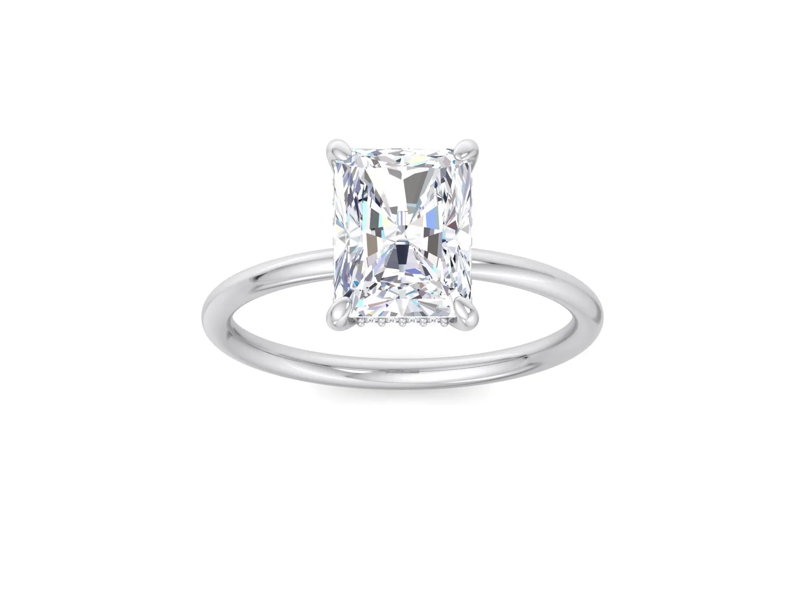 IGI Certified 2.50Ct F VVS1 18K White Gold Radiant Diamond Engagement Ring