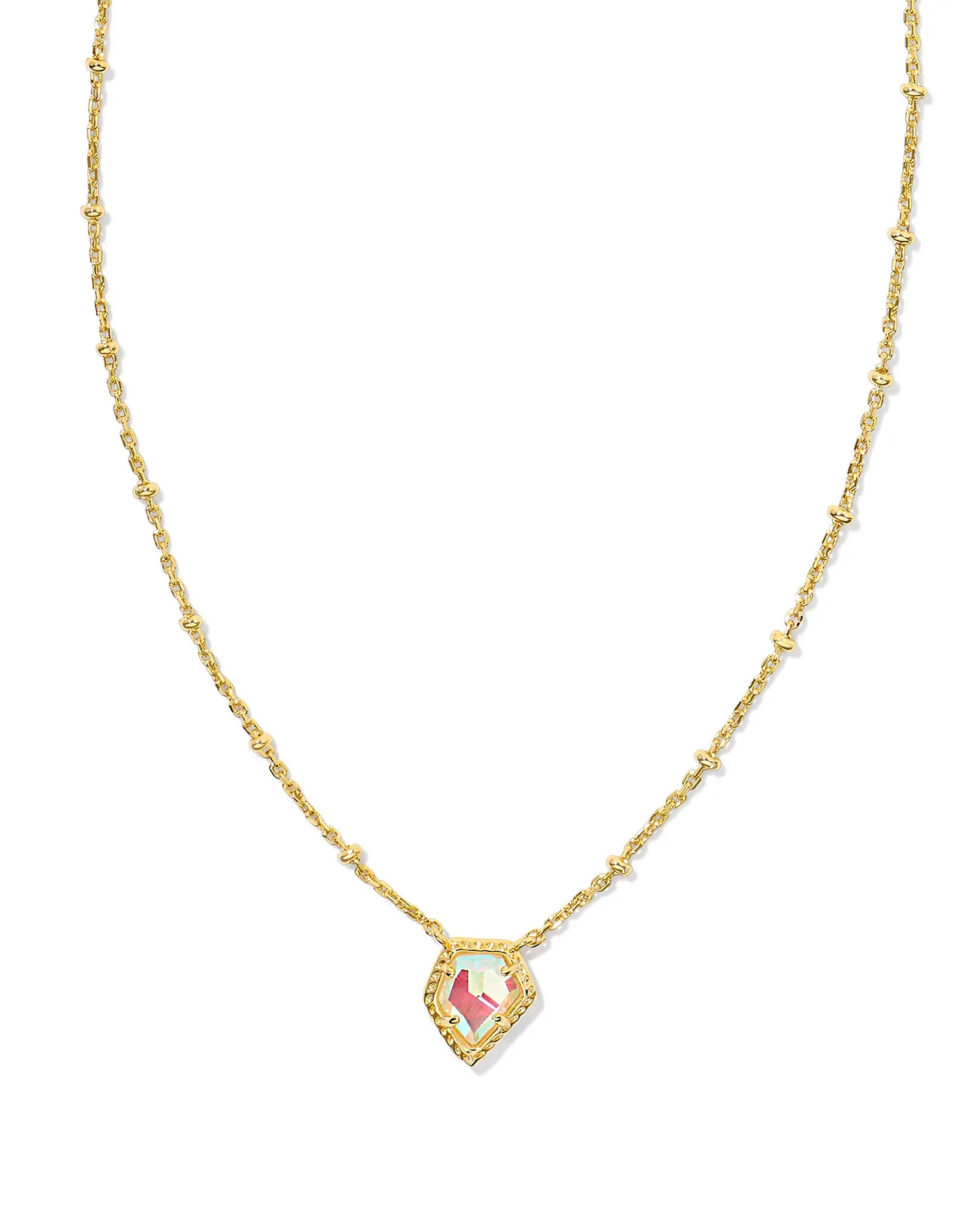 Kendra Scott Tessa Framed Satellite Chain Pendant Necklace in Dichroic Glass and Gold Plated