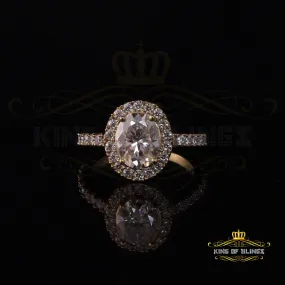 King Of Blings  10K Yellow Gold 3.00CT 'VVS' 'FL' D clr Oval Cut Moissonite Womens Ring S/7