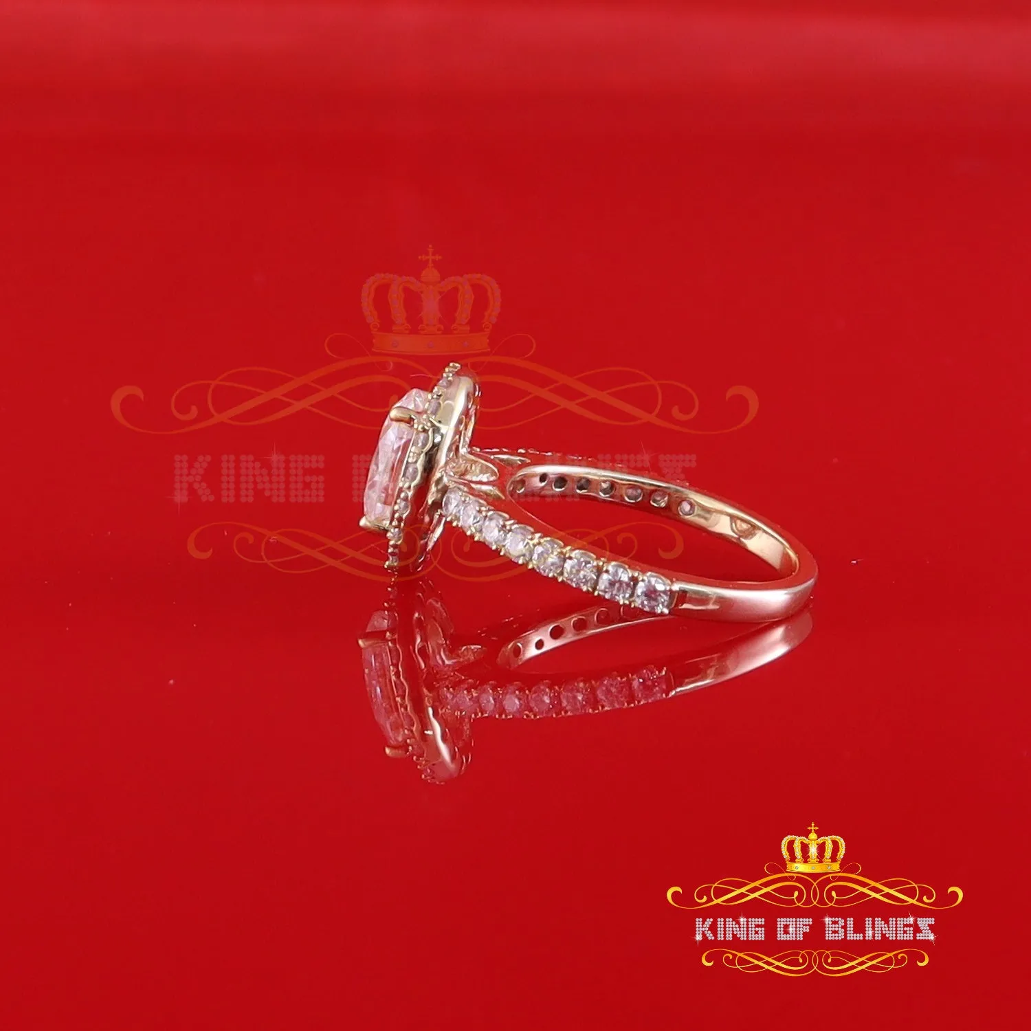 King Of Blings  10K Yellow Gold 3.00CT 'VVS' 'FL' D clr Oval Cut Moissonite Womens Ring S/7