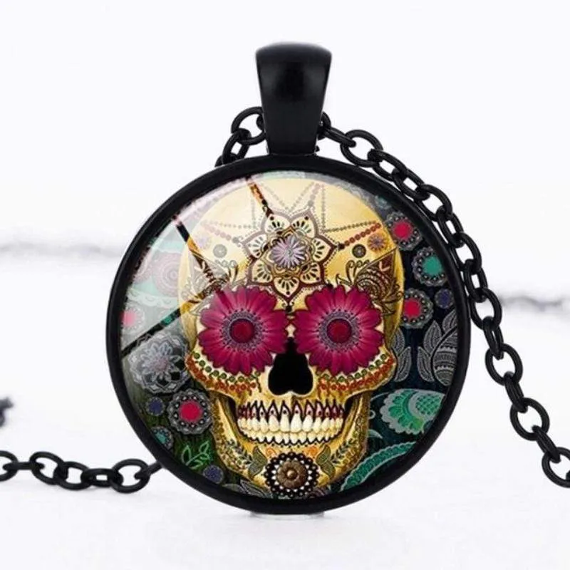 La Noche De Sugar Skull Black Necklace Set