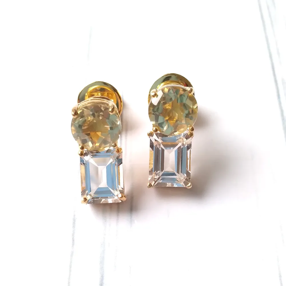 Lemon Quartz & White Topaz Separates Earrings