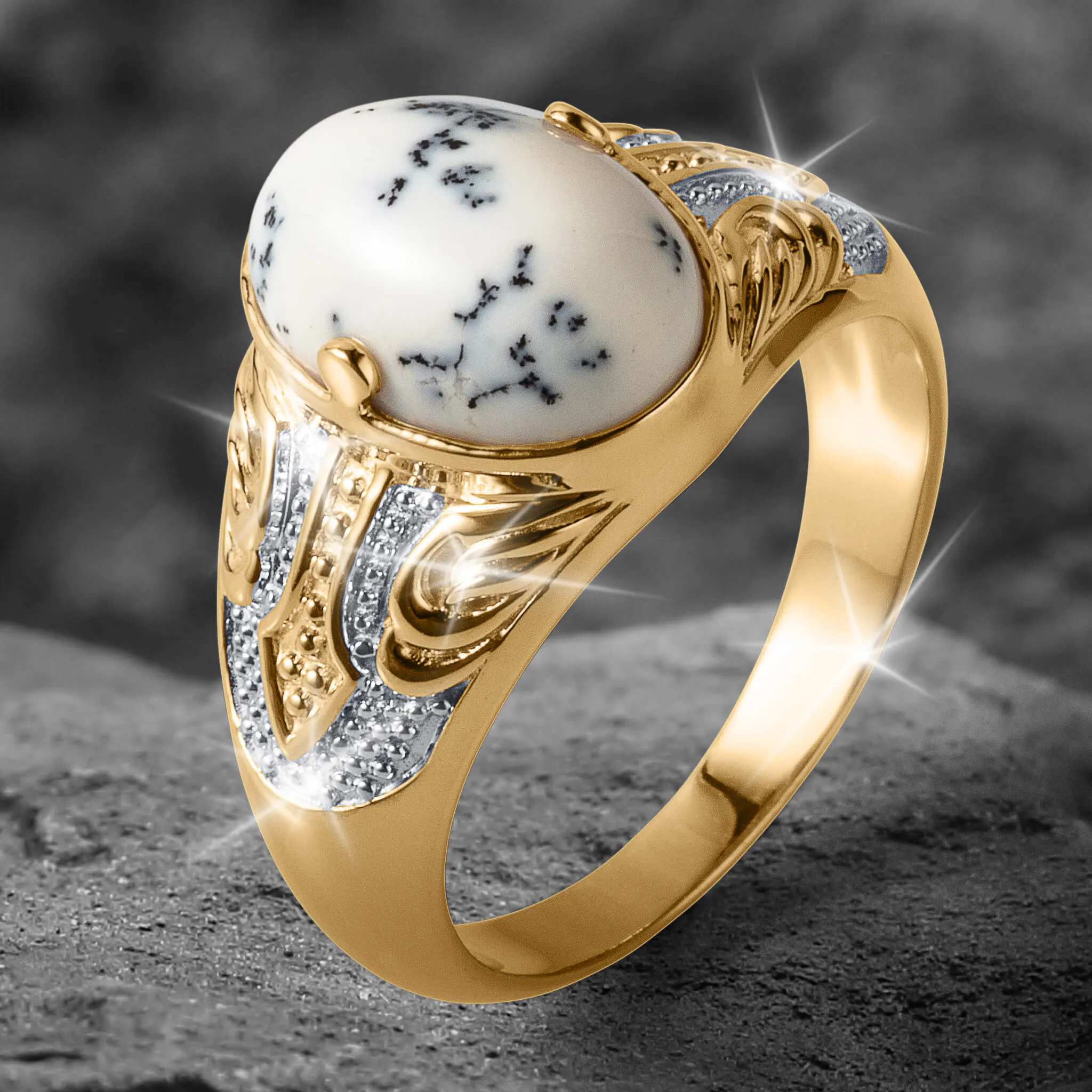 Lightening Dendrite Men's Ring