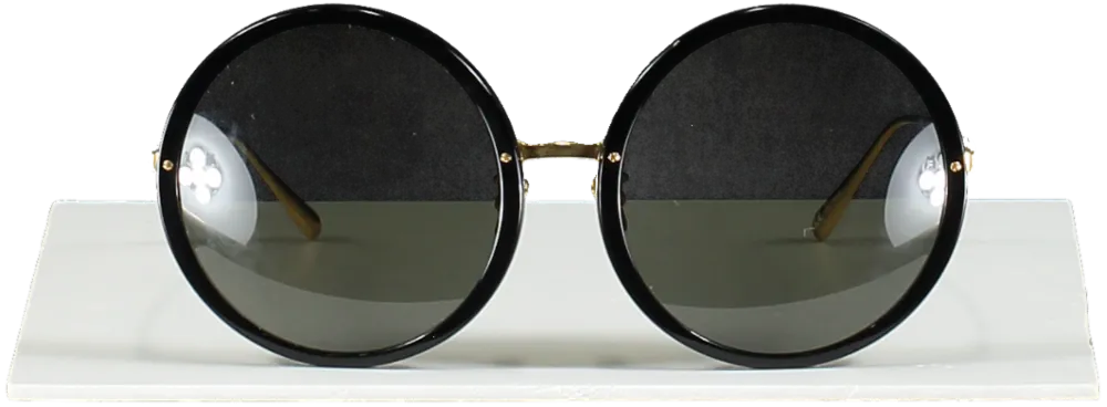 Linda Farrow Black Kew Round-frame Recycled-acetate And Titanium Sunglasses In Case One Size