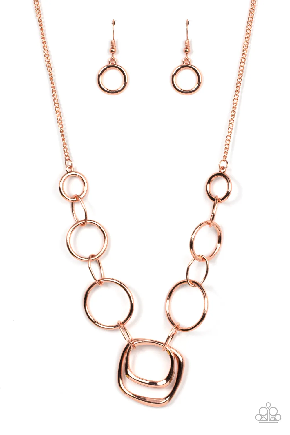 Linked Up Luminosity - Copper Paparazzi Necklace