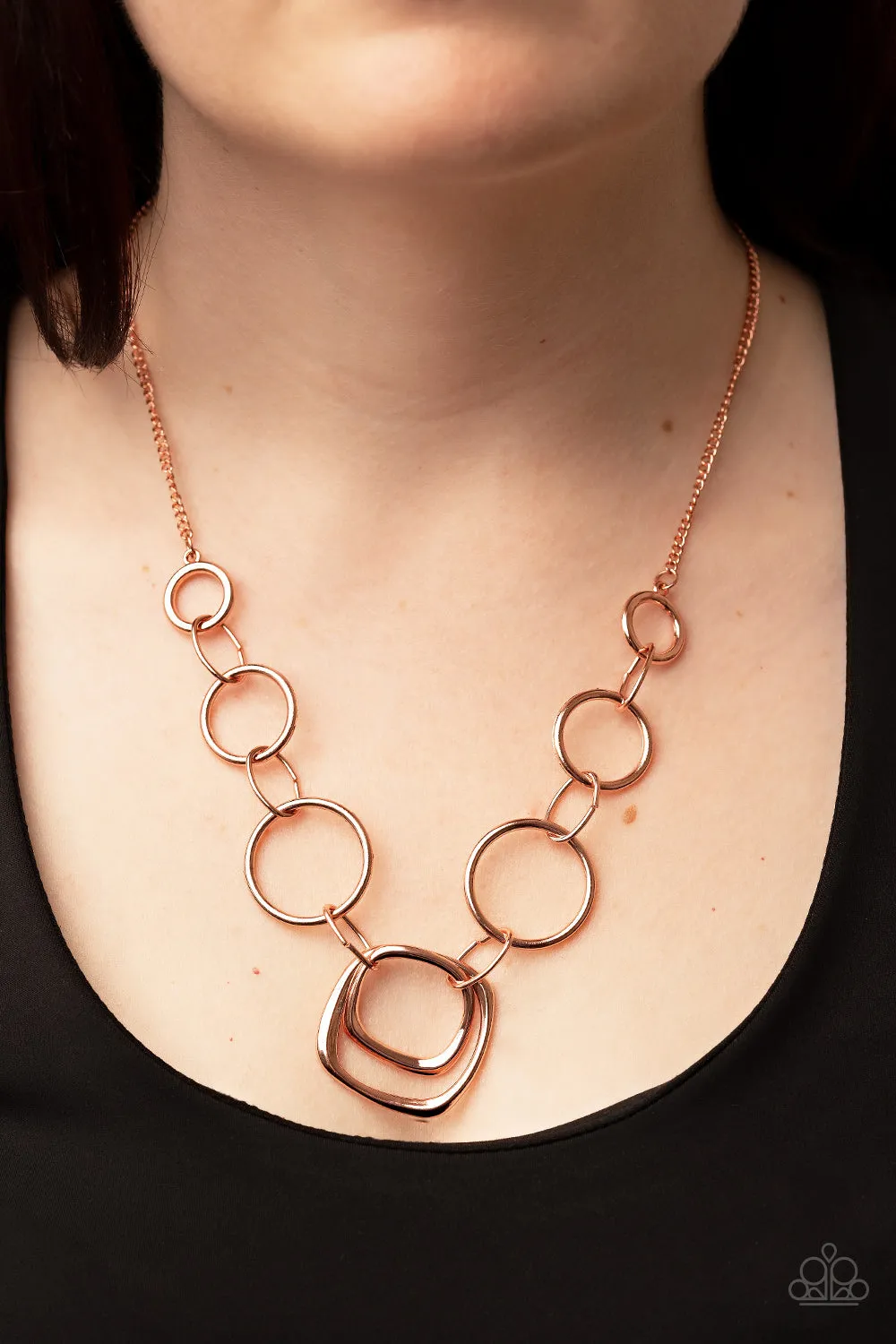 Linked Up Luminosity - Copper Paparazzi Necklace