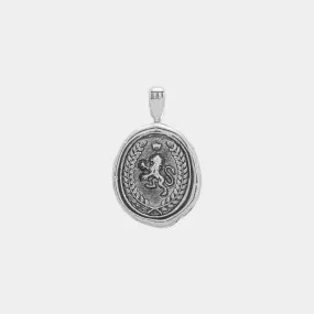 Lion Wax Seal Pendant - White Gold