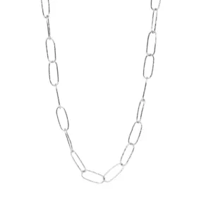 Maxi Textured Paperclip 14k White Gold Chain