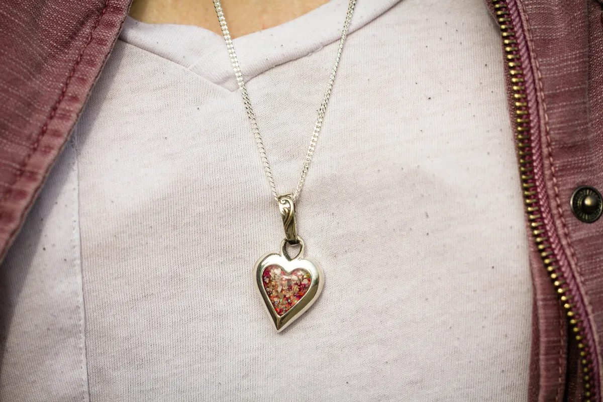 Memorial Opal Heart Pendant with Cremation Ash