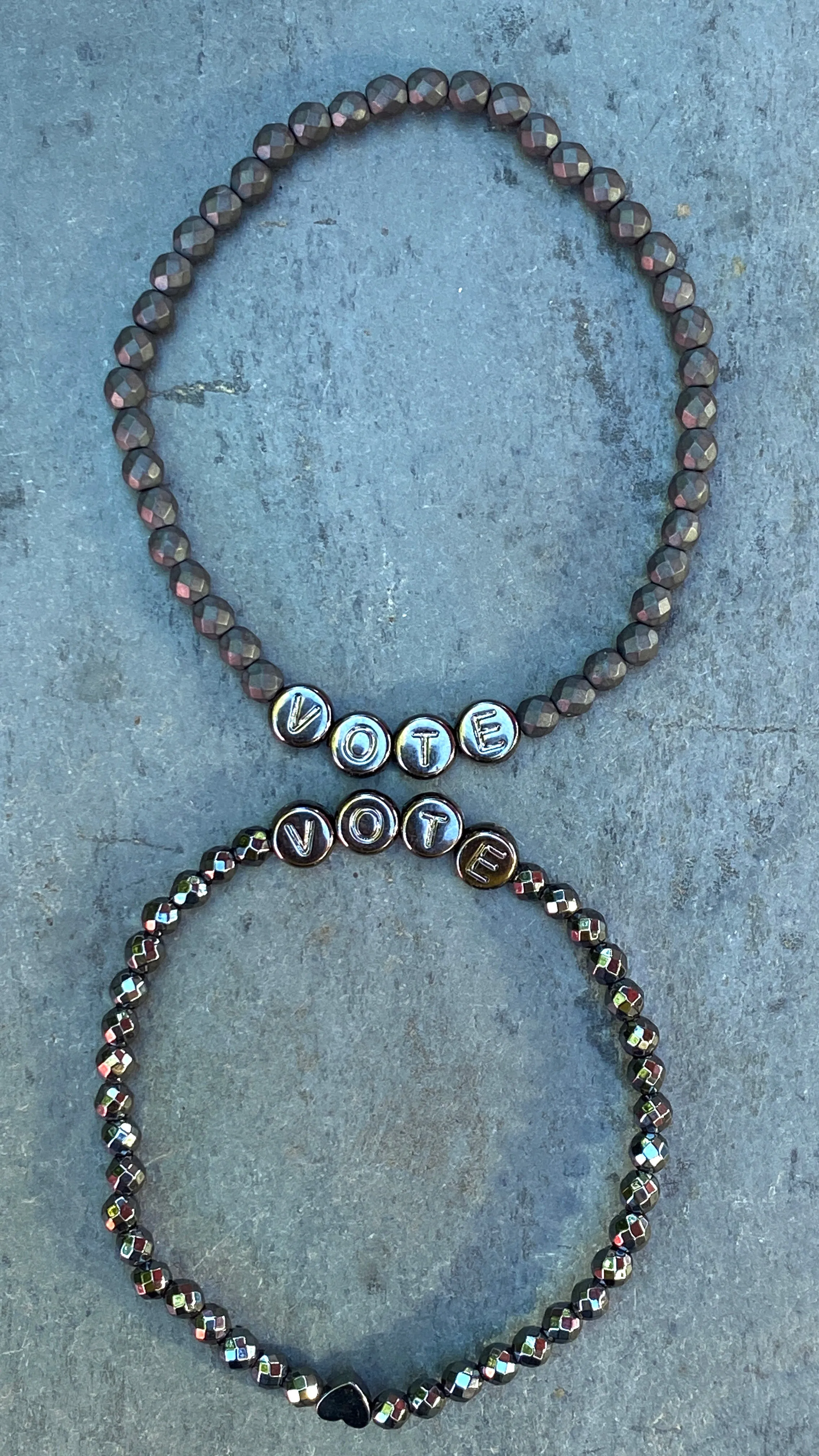 Men's Hematite gemstone VOTE bracelets