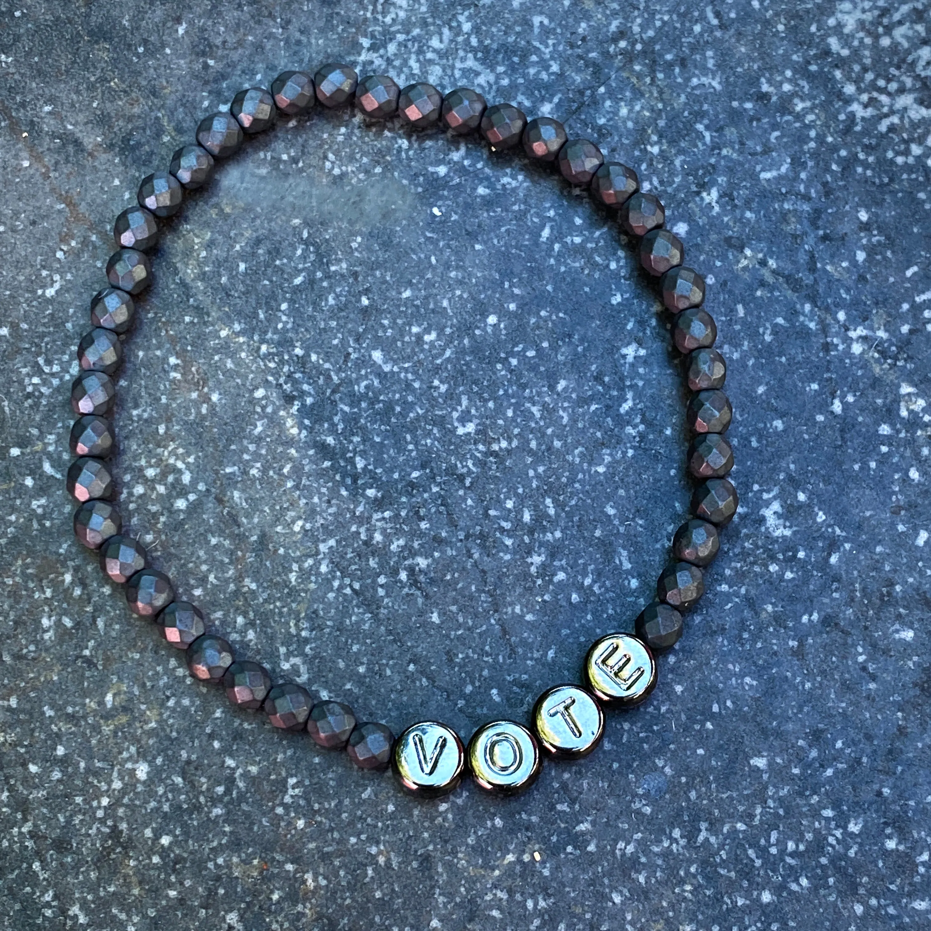 Men's Hematite gemstone VOTE bracelets