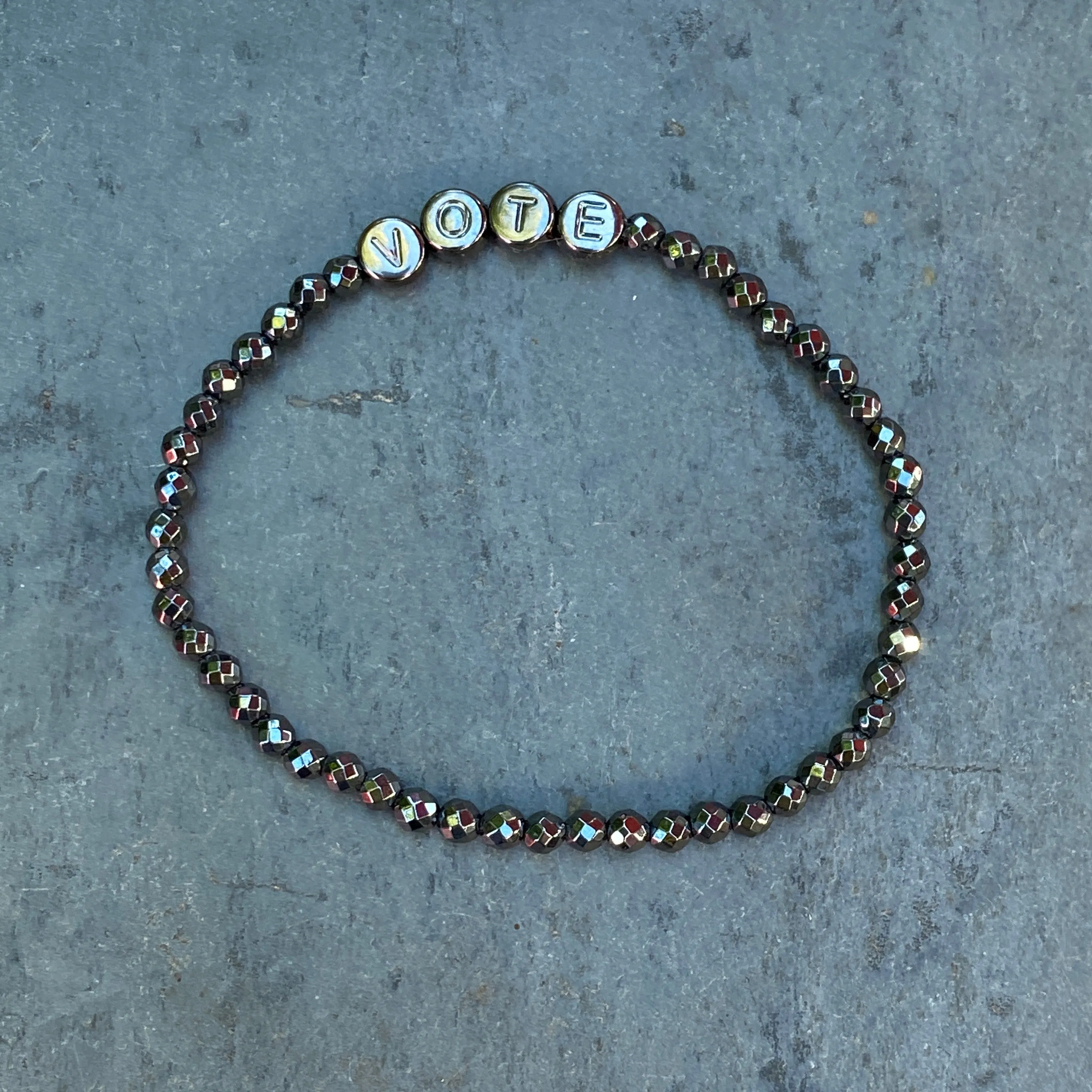 Men's Hematite gemstone VOTE bracelets