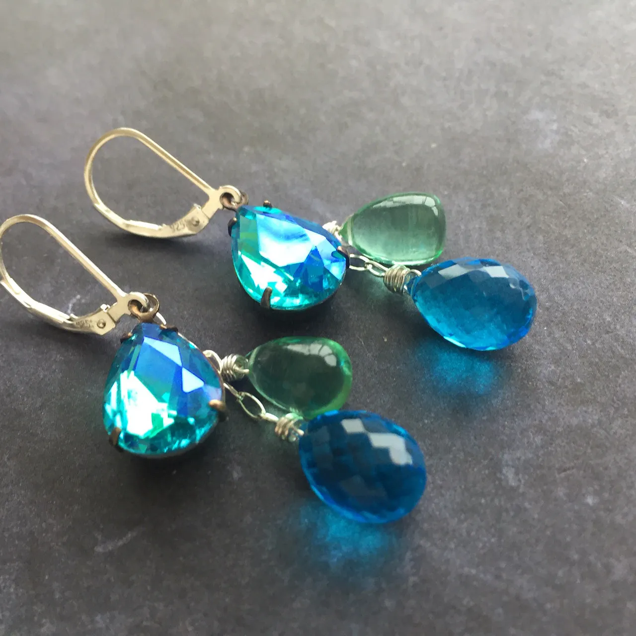 Mermaid Trio, leverback earrings