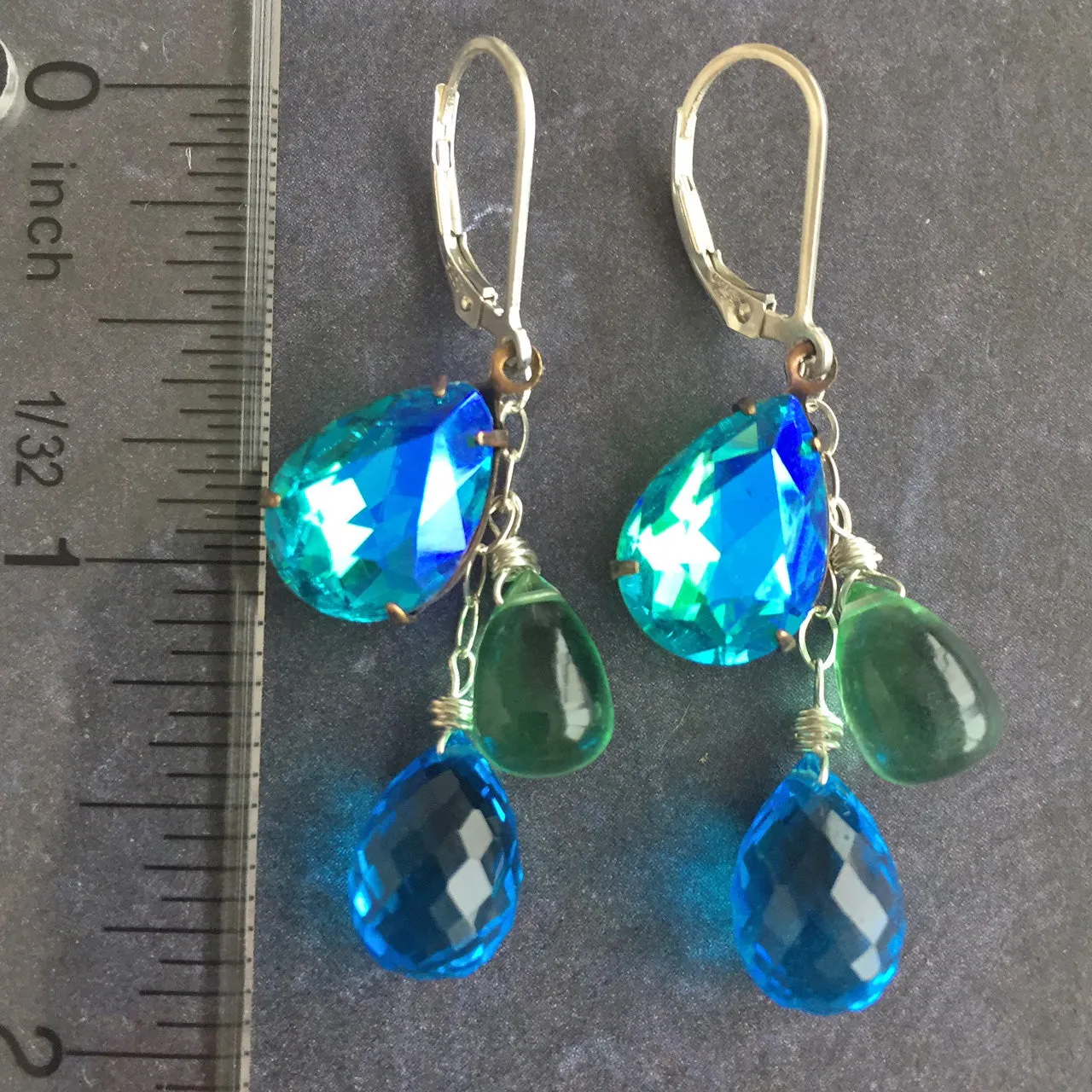 Mermaid Trio, leverback earrings