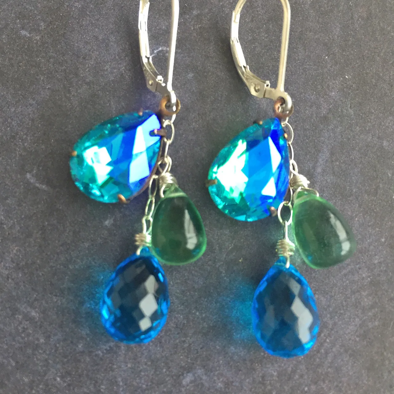 Mermaid Trio, leverback earrings