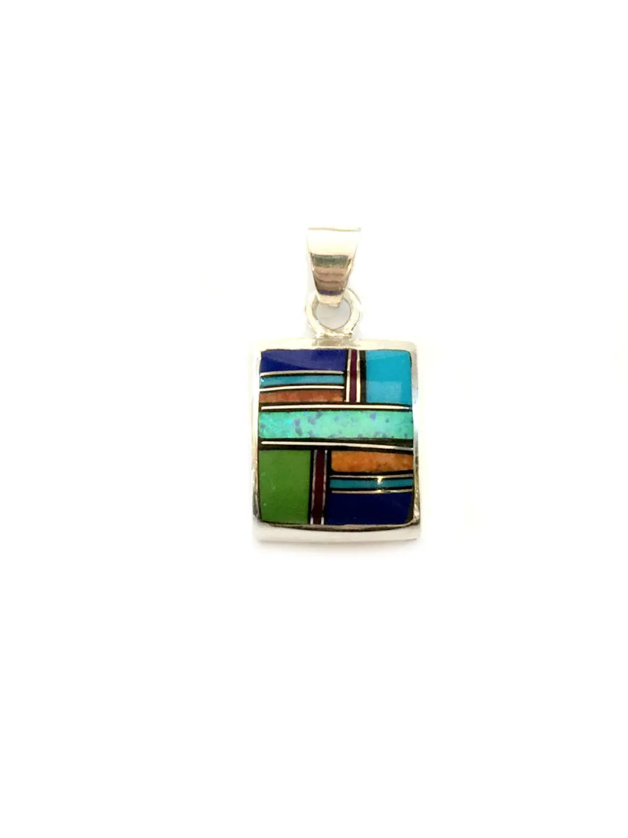 Multistone Inlay Pendant Necklace