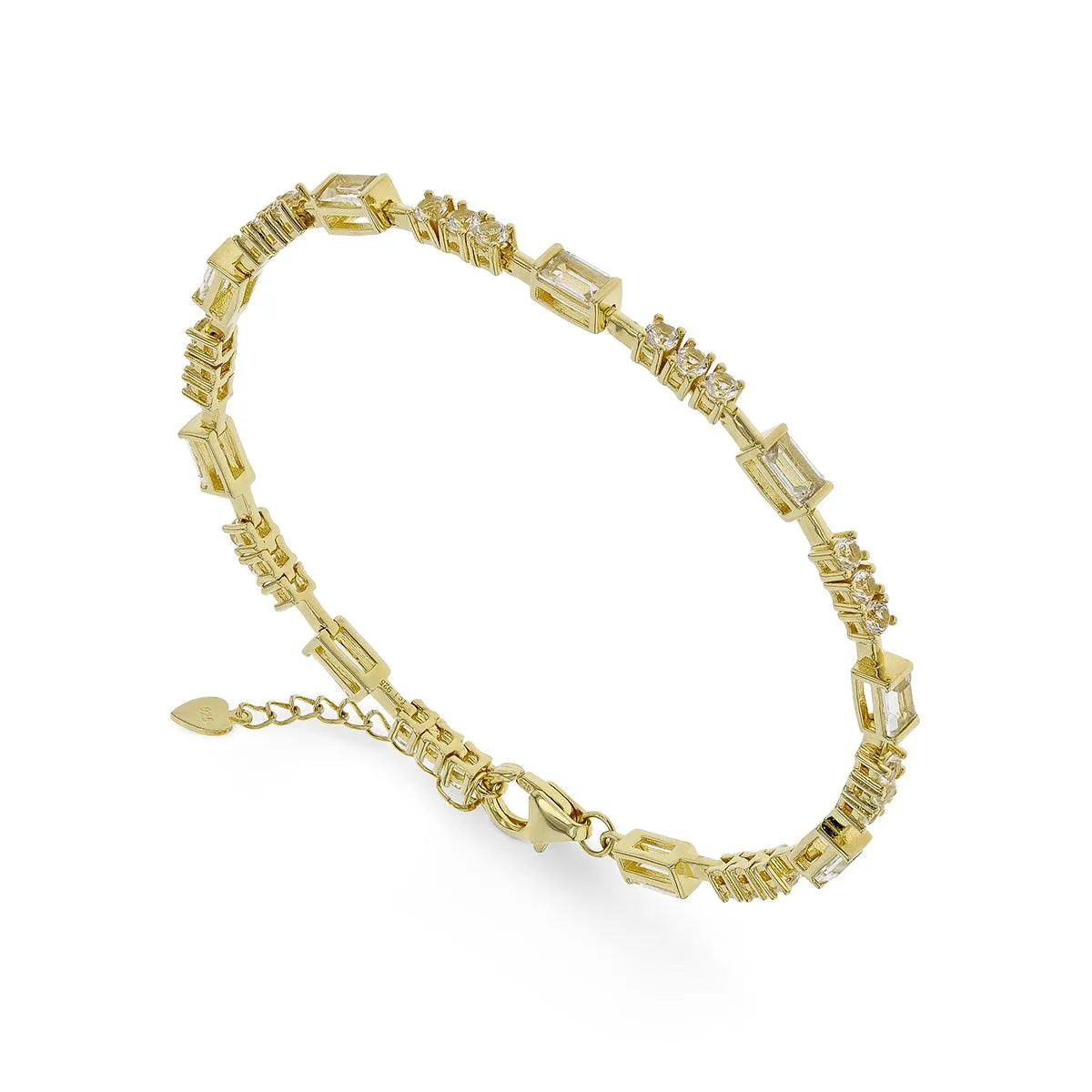 Natural White Topaz Yellow Gold Bracelet