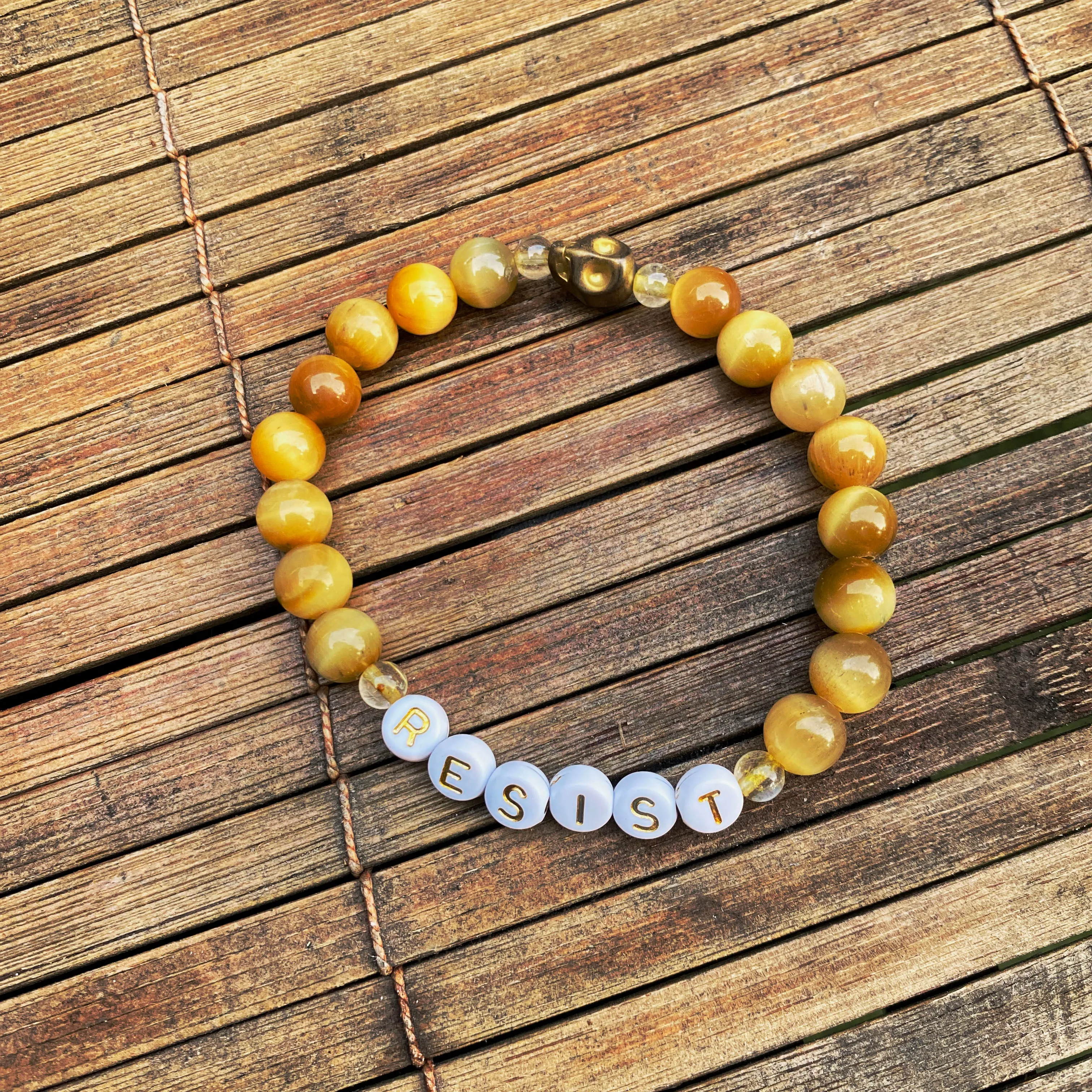 New Men’s “Resist” Gemstone Stretch Bracelets