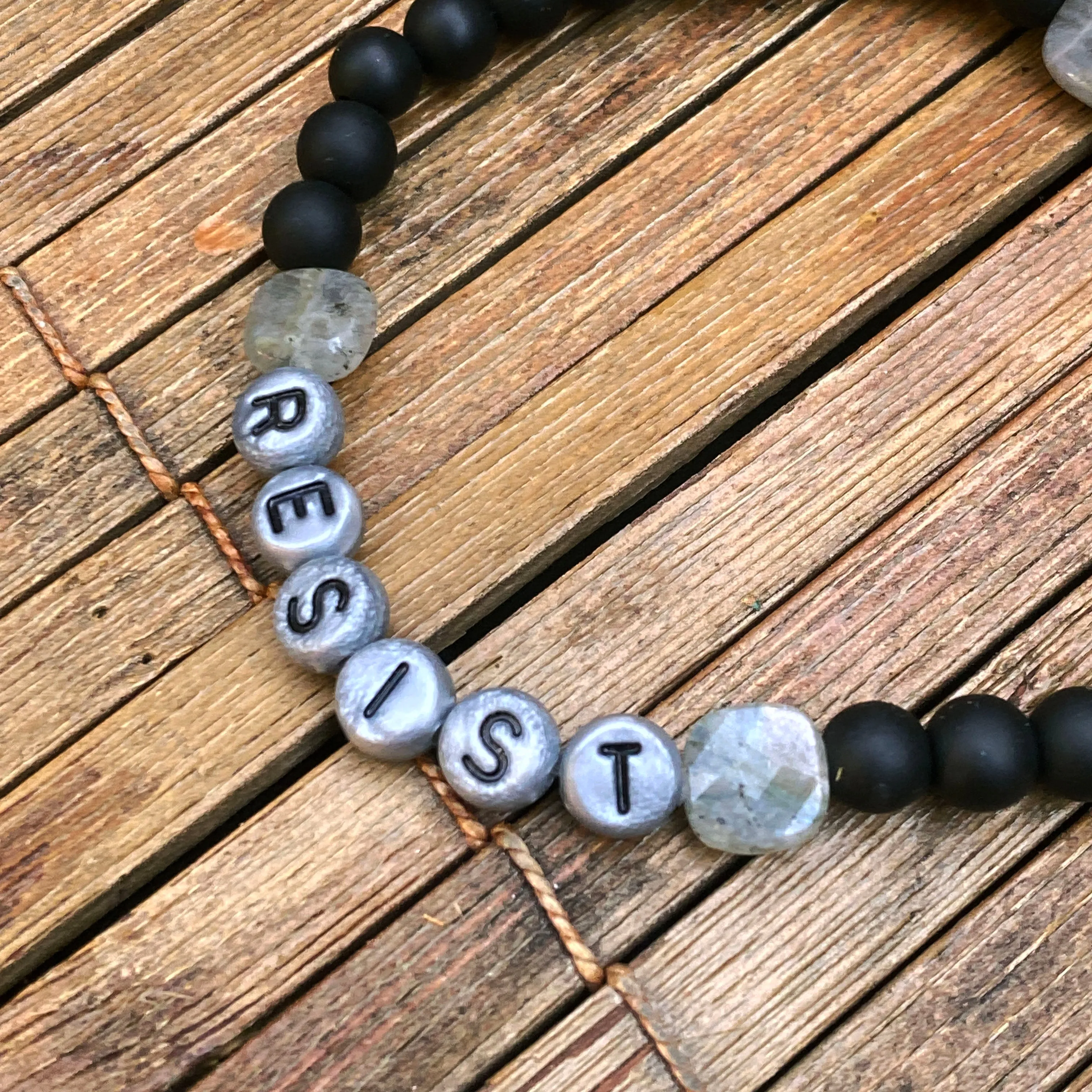 New Men’s “Resist” Gemstone Stretch Bracelets