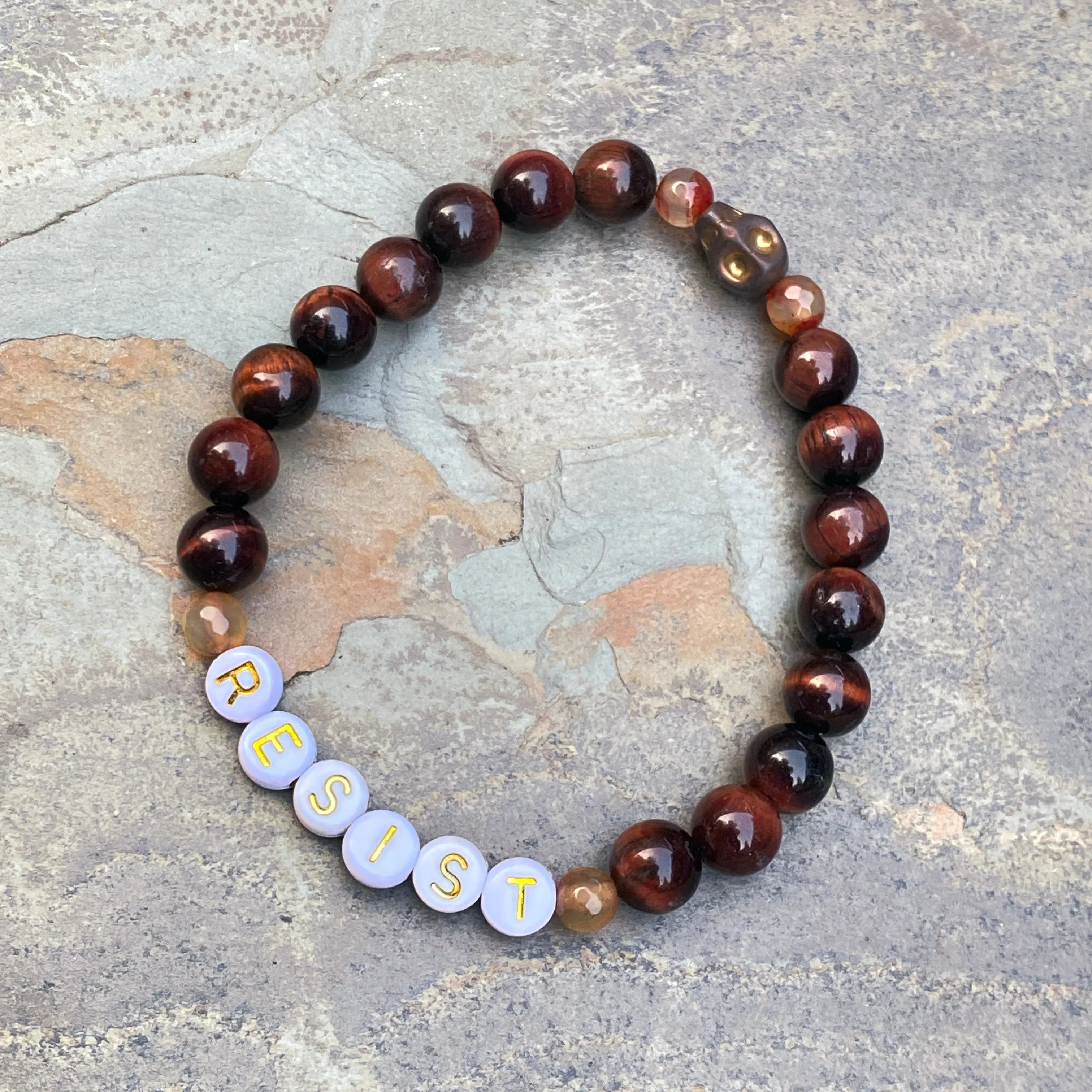 New Men’s “Resist” Gemstone Stretch Bracelets