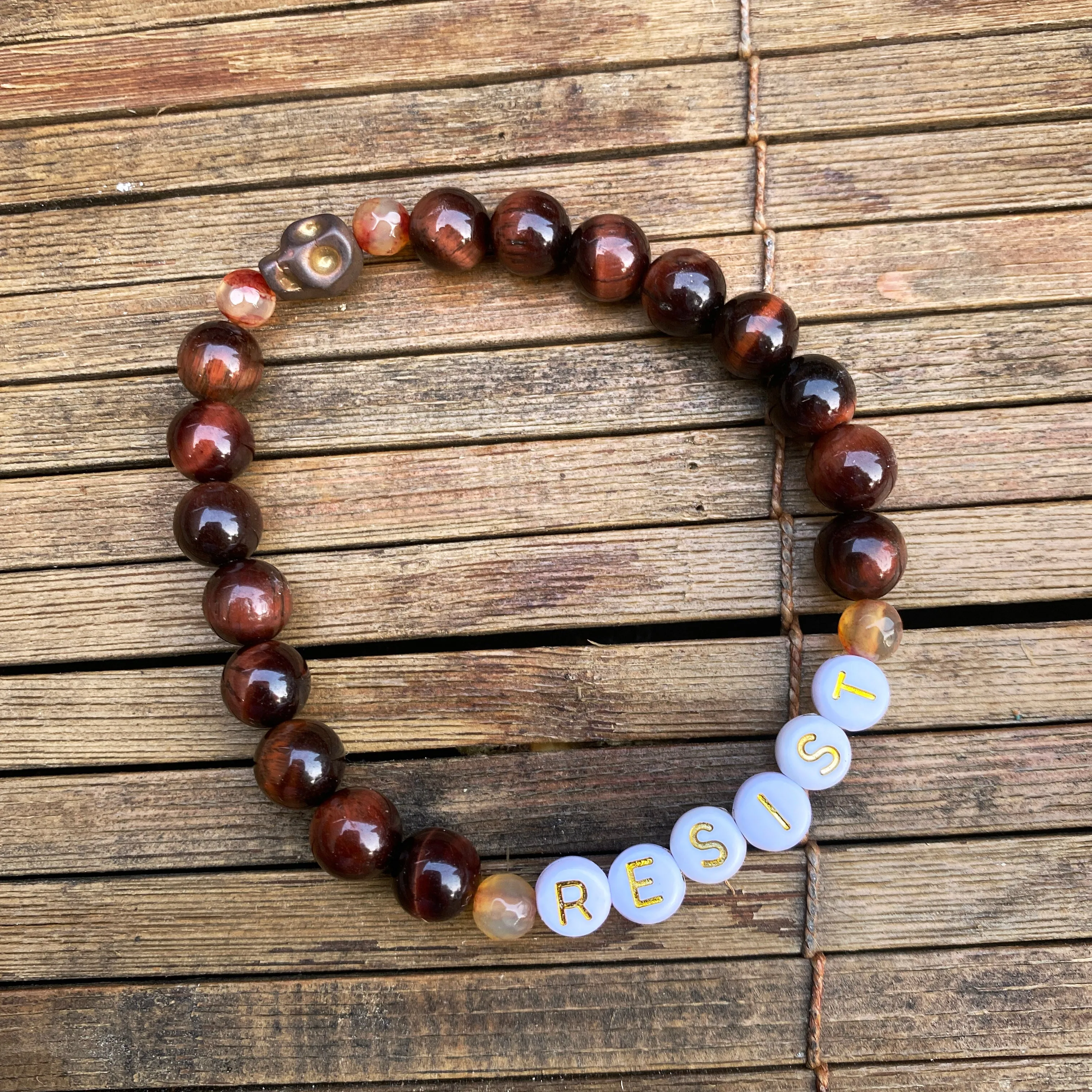 New Men’s “Resist” Gemstone Stretch Bracelets