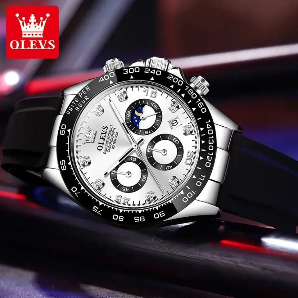 Olevs Top Brands Quartz Men Watch Multi-functional Chronograph Military Waterproof Stainless Steel Strap Fashion Watches S4537218