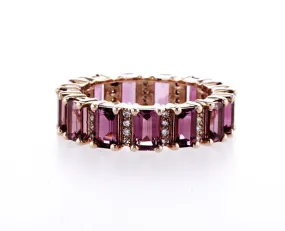 Pink Tourmaline Emerald Cut Eternity Ring