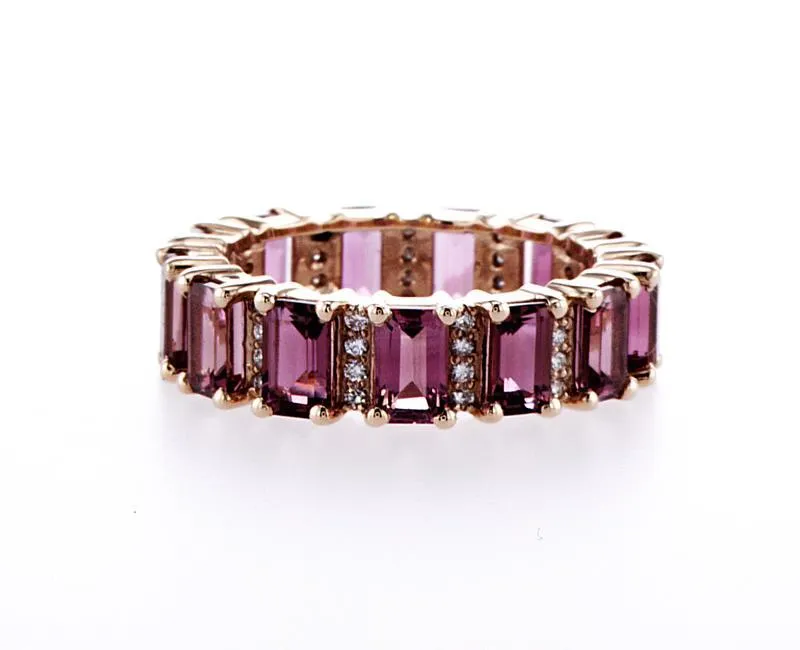 Pink Tourmaline Emerald Cut Eternity Ring