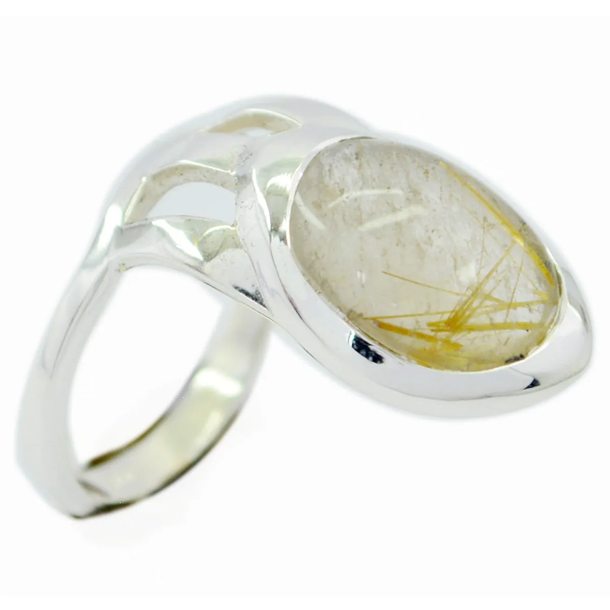 Refined Gem Rutile Quartz 925 Sterling Silver Rings Jewelry Dish