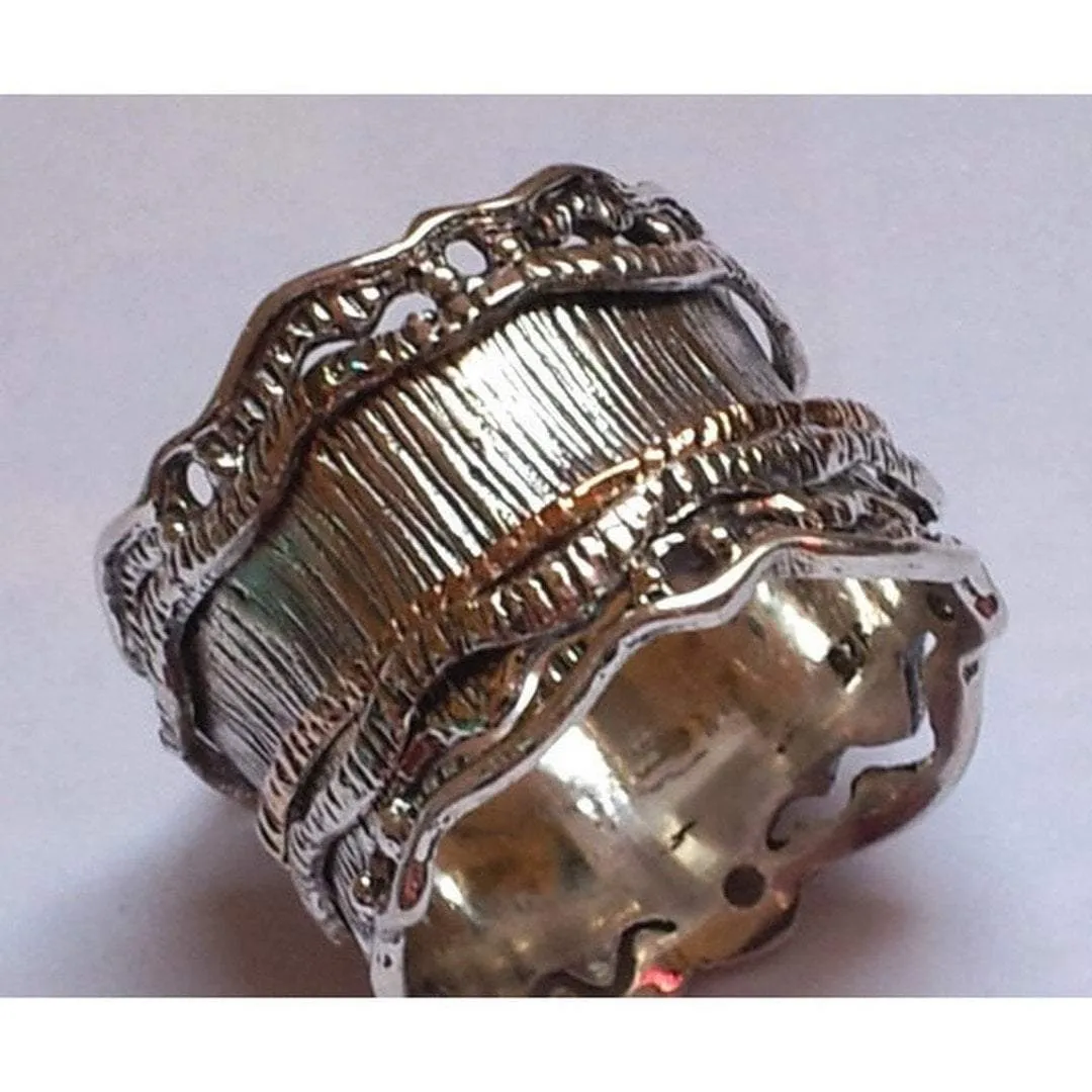 Ring for woman, vintage inspired romantic spinner ring , silver and gold rings , spinning ring