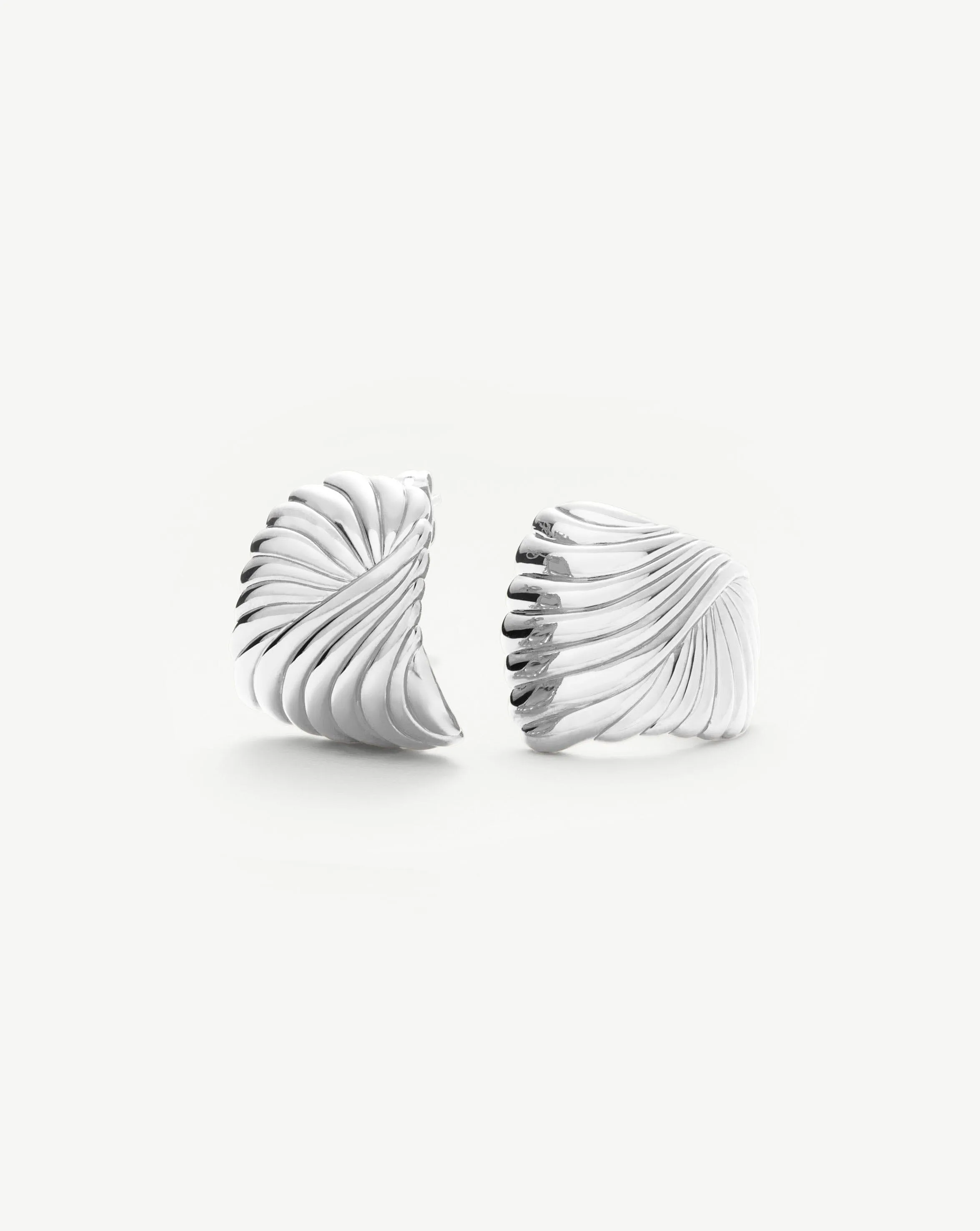 Ripple Oversized Stud Earrings | Silver Plated