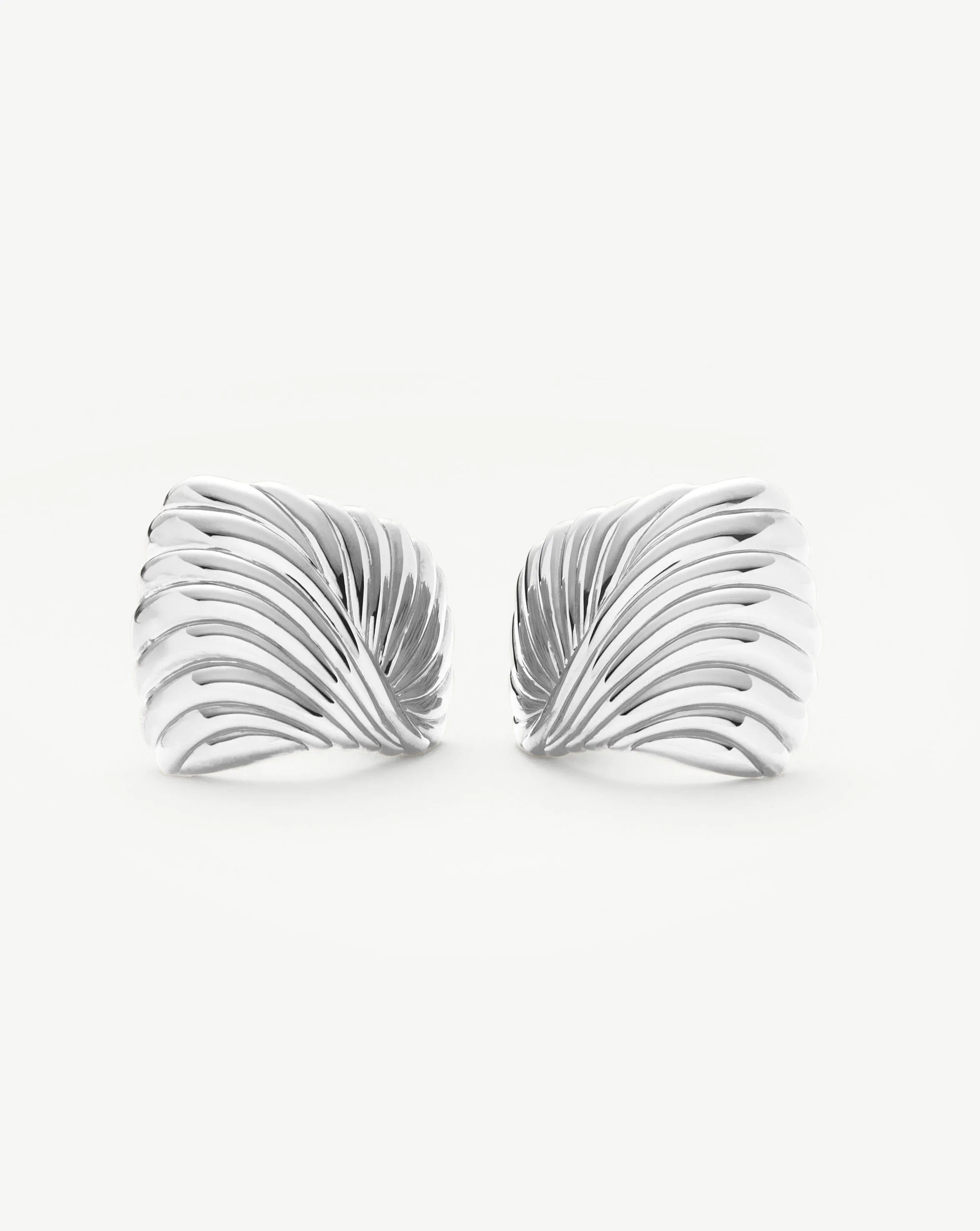 Ripple Oversized Stud Earrings | Silver Plated