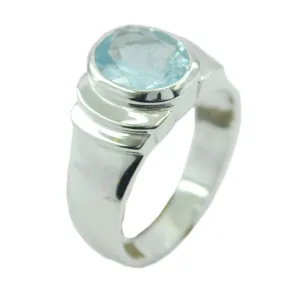 Riyo Appealing Gems Blue Topaz Sterling Silver Ring Jewelry King