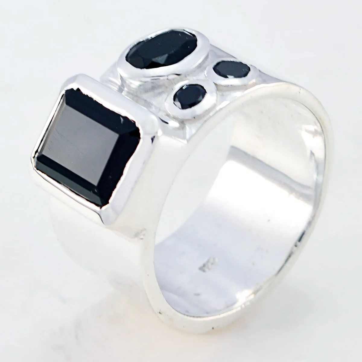 Riyo Bonny Gemstone Black Onyx 925 Silver Ring Jewelry Cleaning