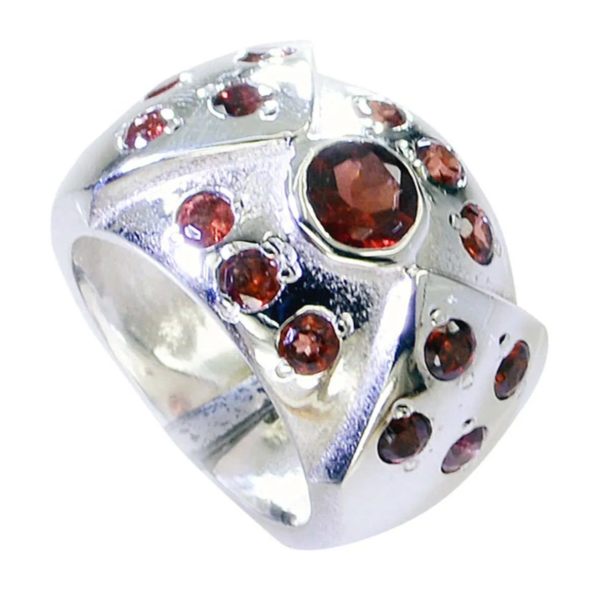 Riyo Enticing Gems Garnet Sterling Silver Rings Crochet Jewelry