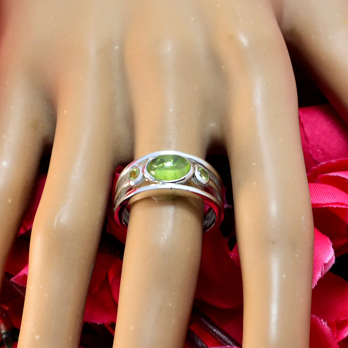 Riyo Fair Gemstone Peridot 925 Silver Rings Fine Jewelry Brands