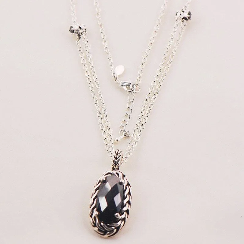 Romantic Black Onyx Necklace - 925 Sterling Silver