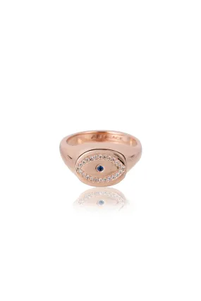 Rose Gold Evil Eye Signet Ring