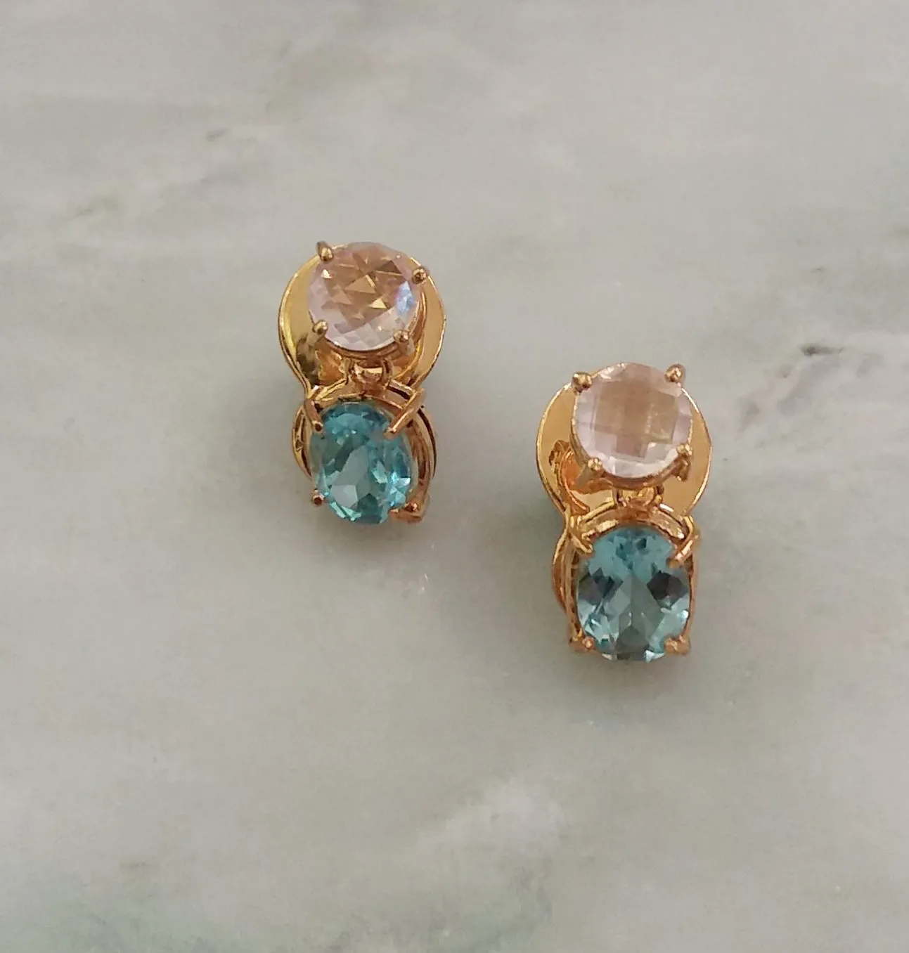 Rose Quartz & Blue Topaz Separates Earrings