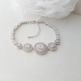 Round CZ Crystal Bridal Bracelet-Adonia