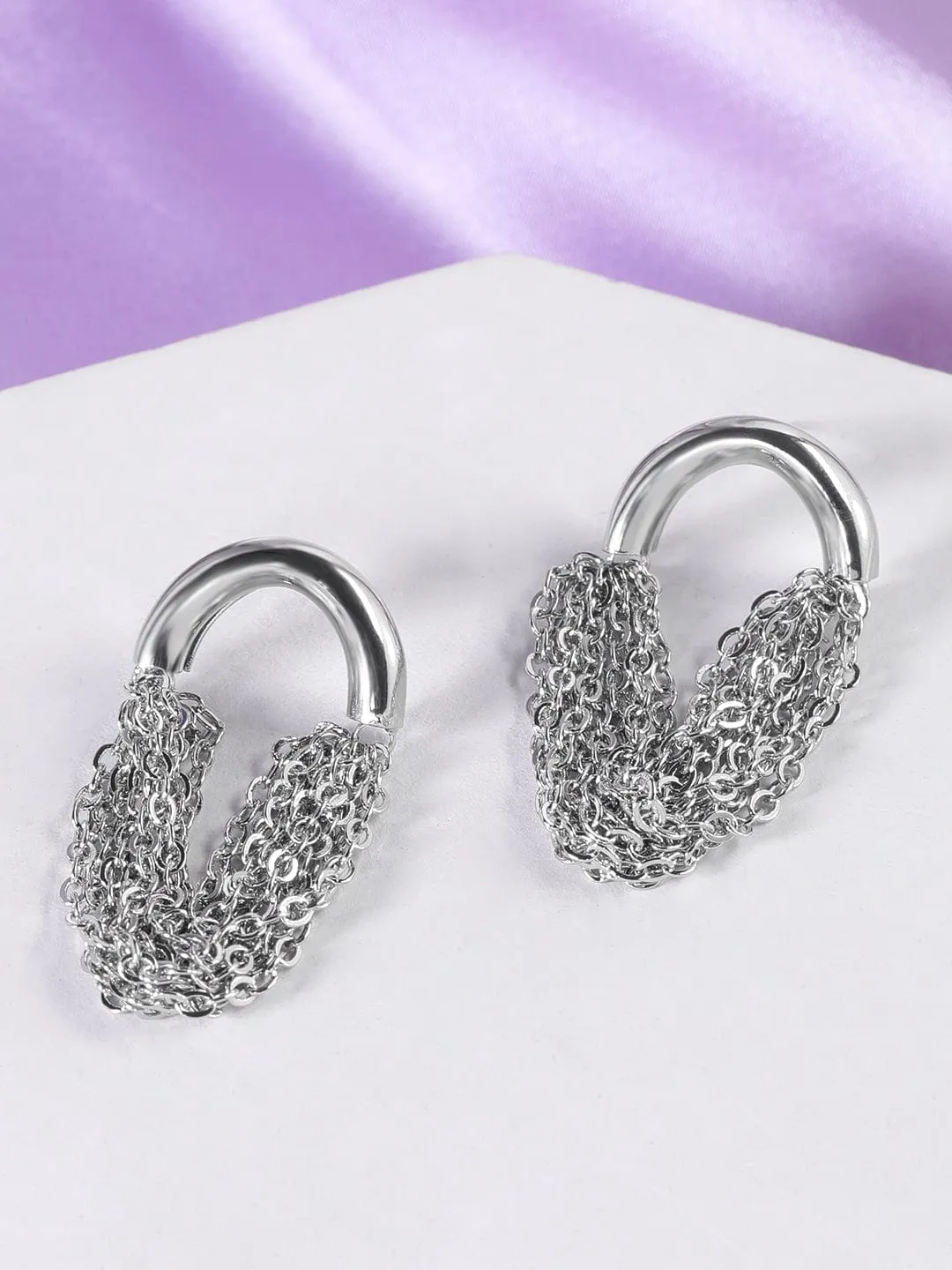 Rubans Voguish Rhodium plated Stainless Steel Waterproof dainty danglers Tarnish free  Earrings