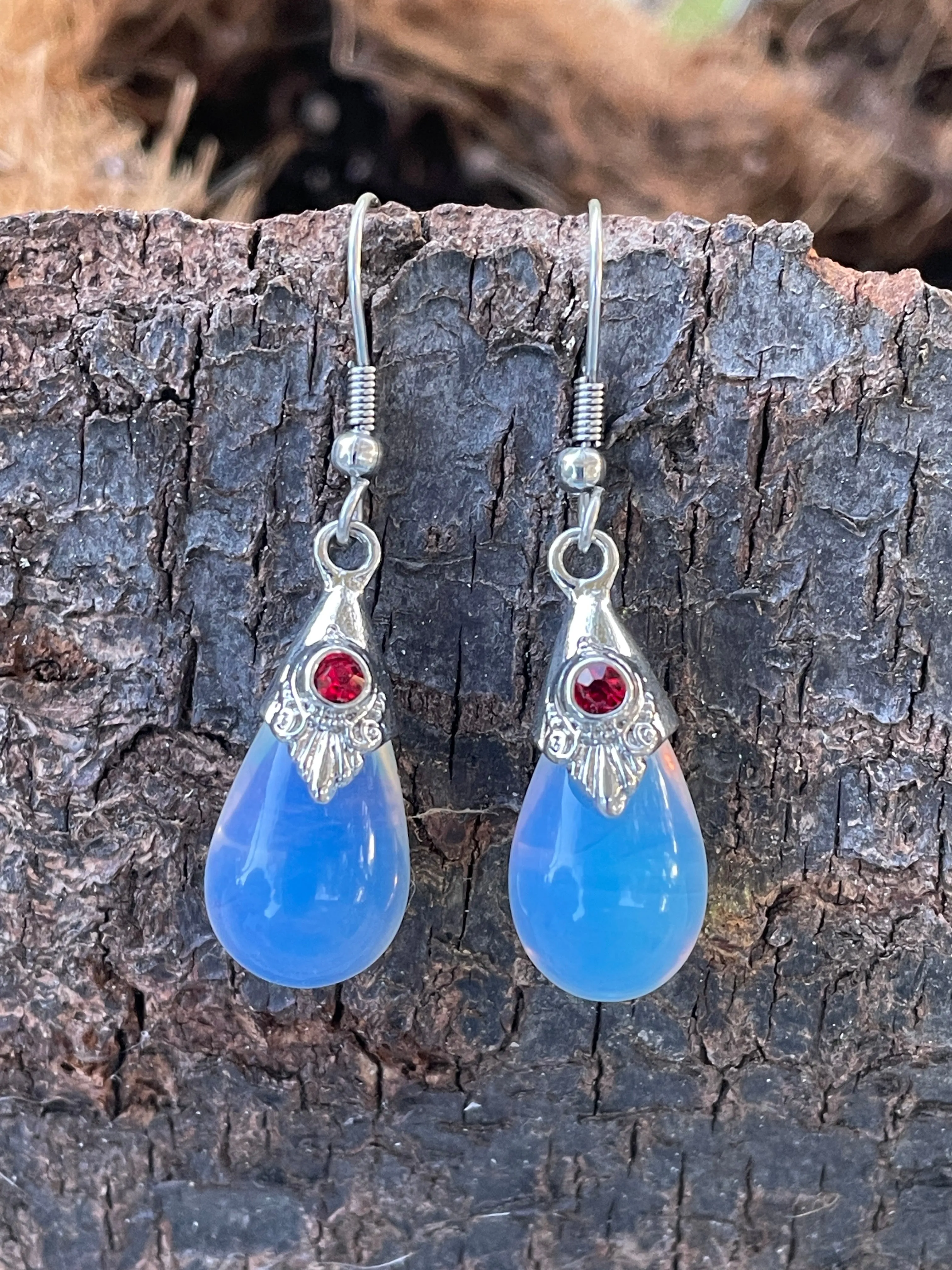 Sea Opal Teardrop Earrings