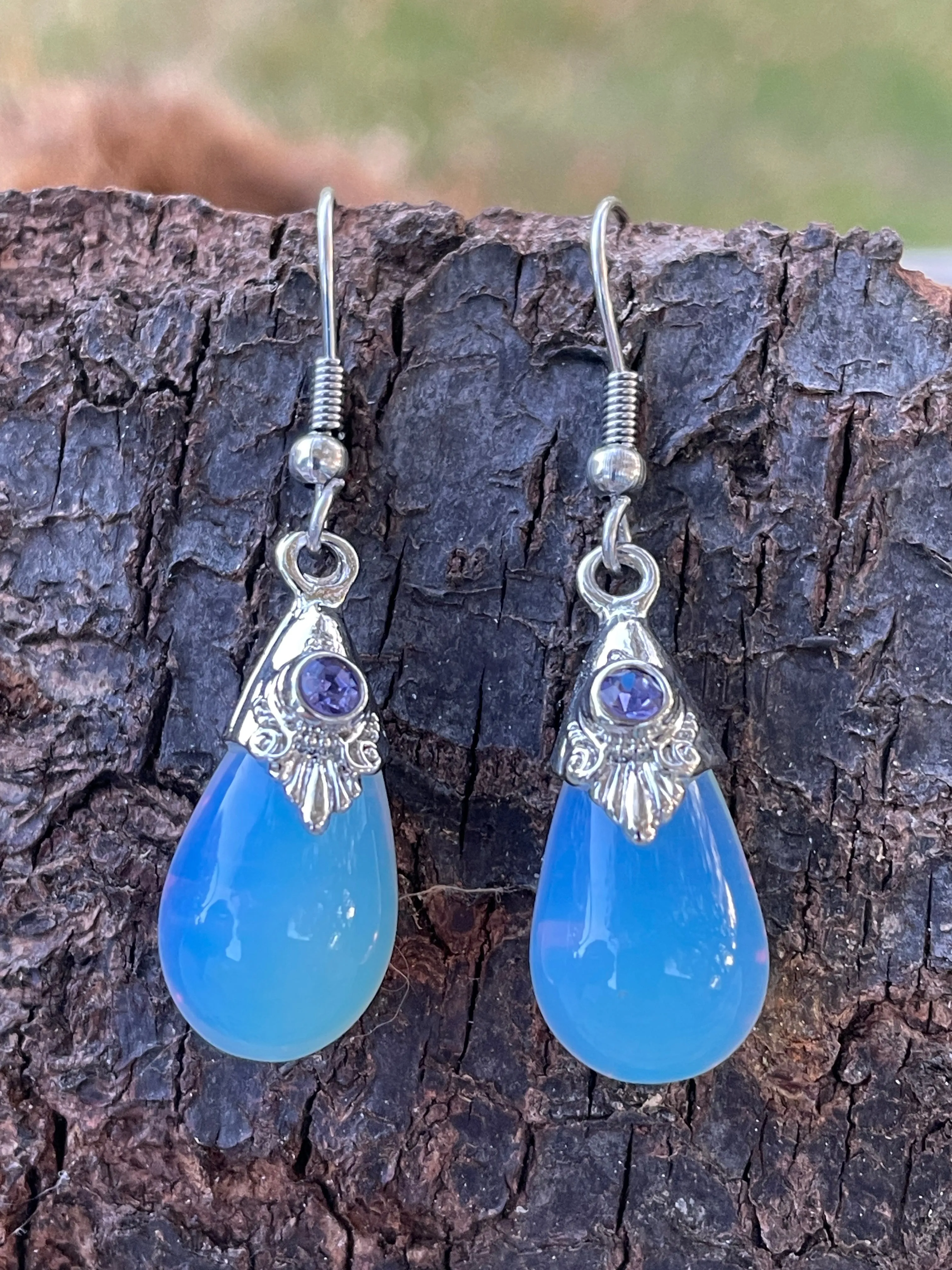 Sea Opal Teardrop Earrings