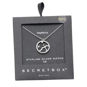 Secret Box Sterling Silver Dipped CZ Zodiac Pendant Necklace