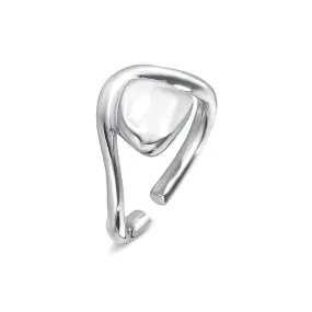 Silver Irregular Stone Shape Adjustable Band Ring for Women