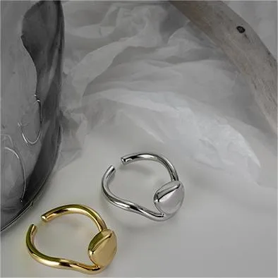 Silver Irregular Stone Shape Adjustable Band Ring for Women