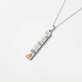 Silver Ogham Pendant with 14K Symbol - Trinity Knot